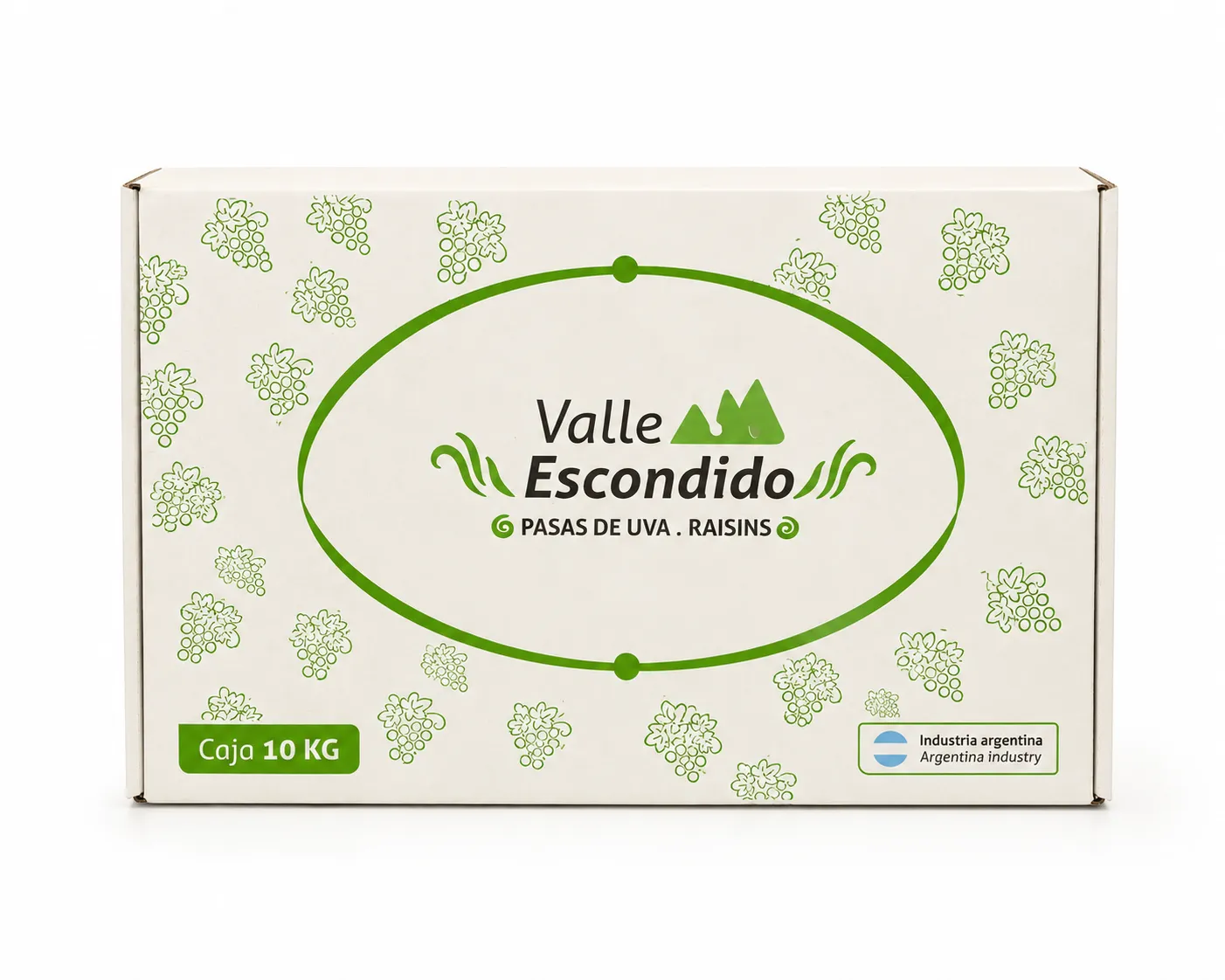 Cajas de pasas Valle Escondido apiladas en la planta